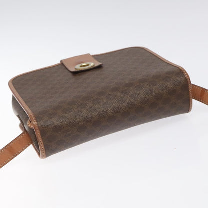Celine Vintage Macadam Circle Logo Shoulder Bag Canvas and Leather, Brown, Canvas, Shoulder Bag
