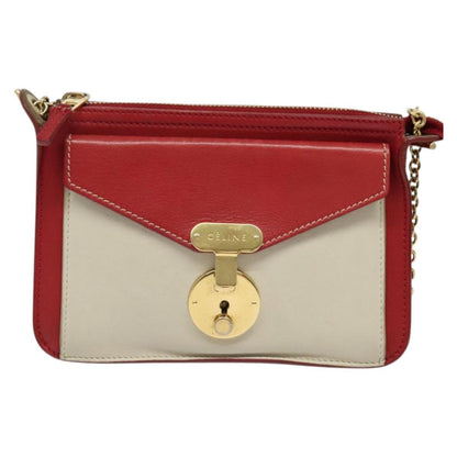 Celine Shoulder Bag Leather, RED, LEATHER, Shoulder bag