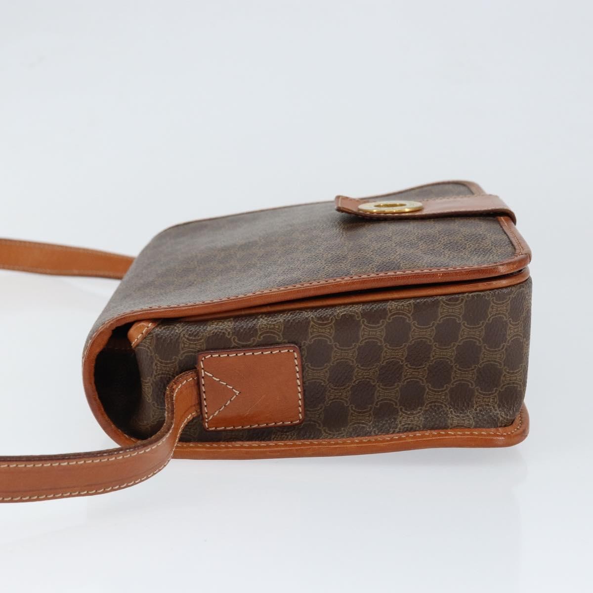 Celine Vintage Macadam Shoulder Bag Canvas and Leather, BROWN, CANVAS, Shoulder bag