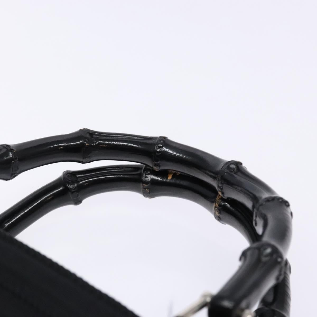 Gucci Vintage Bamboo Handle Bag Nylon, Black, Nylon, Handbag