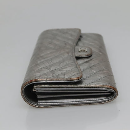 Chanel L-Flap Wallet Chevron Patent, SILVER, PATENT_LEATHER, Wallets