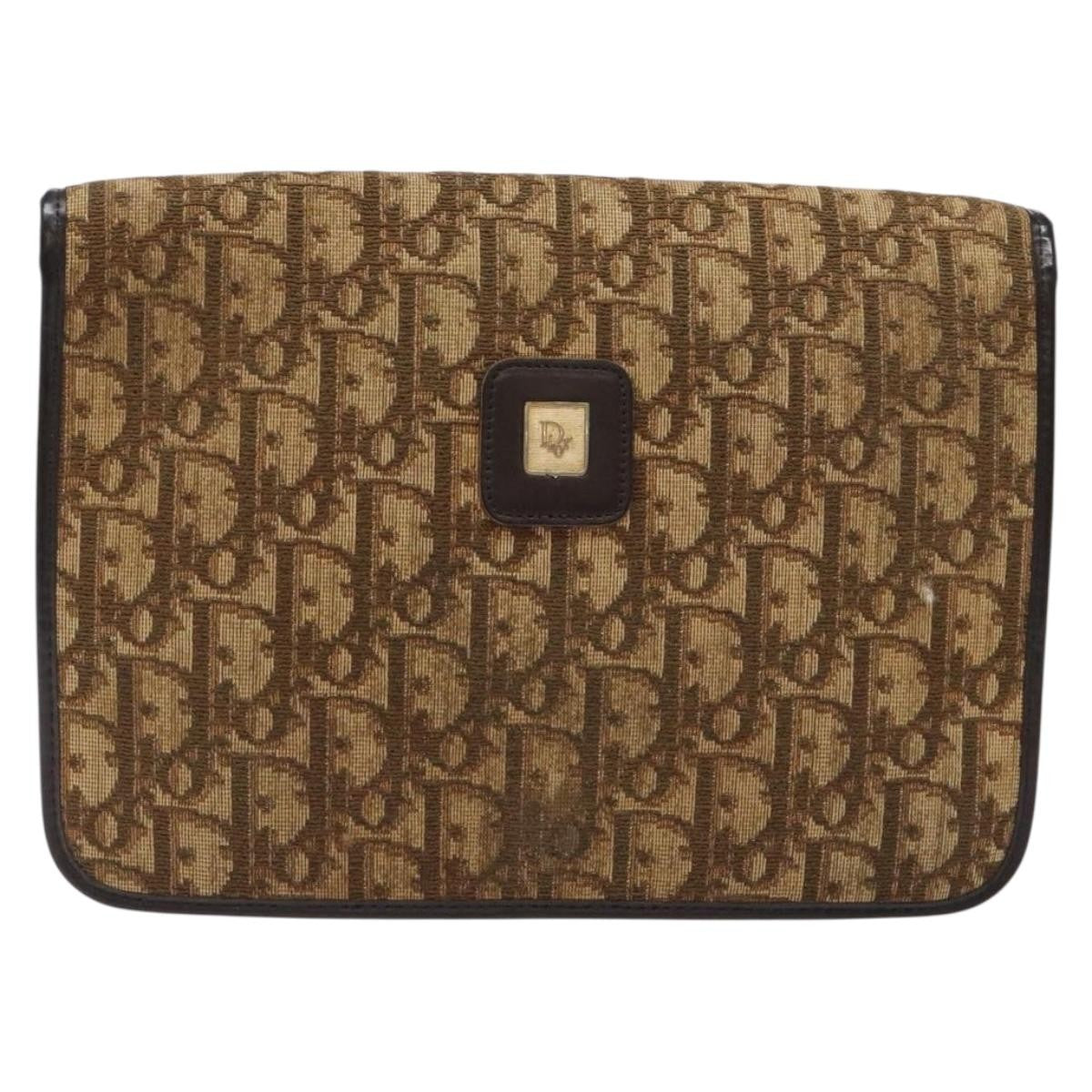 Christian Dior Vintage Trotter Pouch Diorissimo Canvas, BROWN, CANVAS, Clutche & pouche