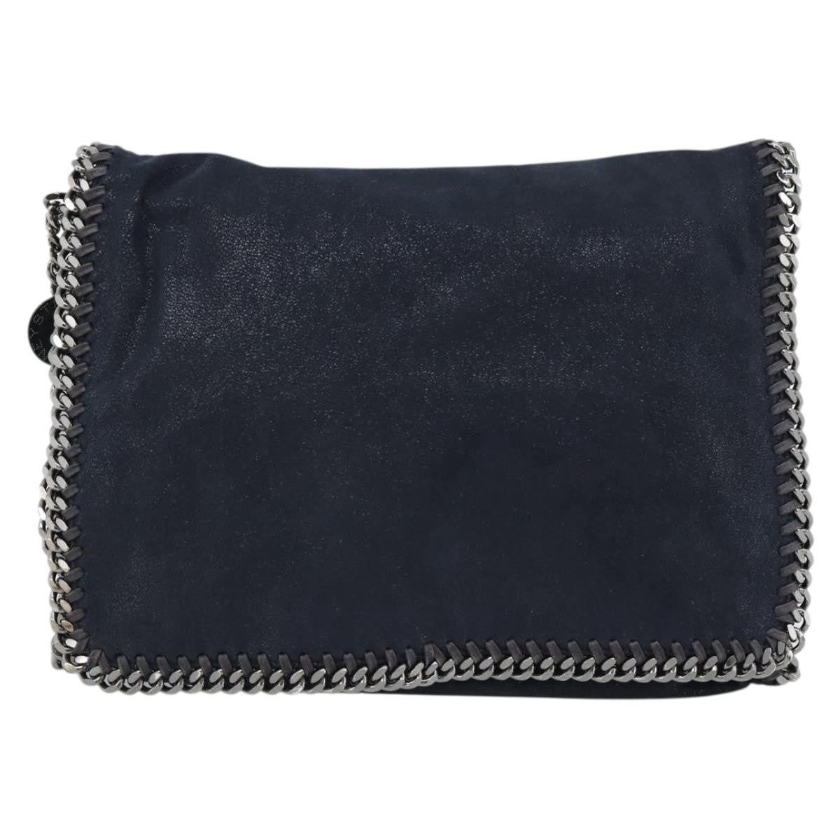 Stella McCartney Falabella Fold Over Flap Crossbody Bag Shaggy Deer, Navy, Synthetic, Shoulder Bag