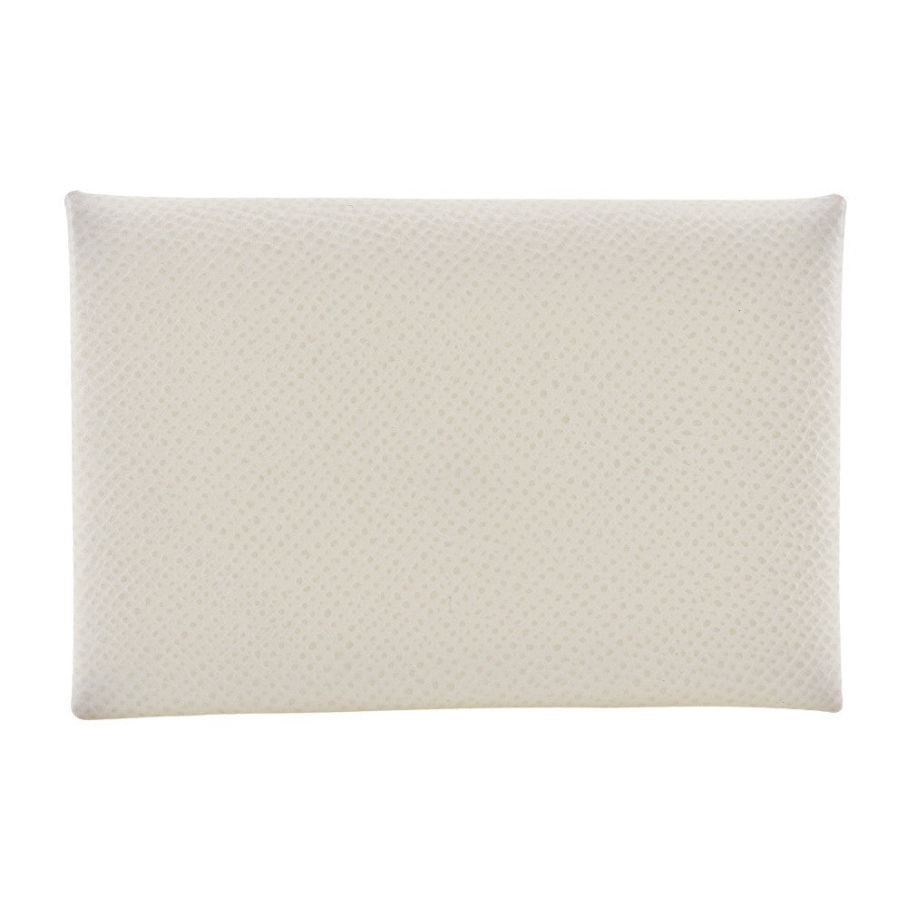 Hermes Calvi Card Holder Epsom, WHITE, LEATHER, Card Holders