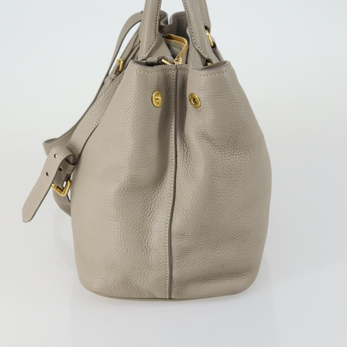 Prada Convertible Shopper Tote Vitello Daino, GRAY, LEATHER, Tote bag