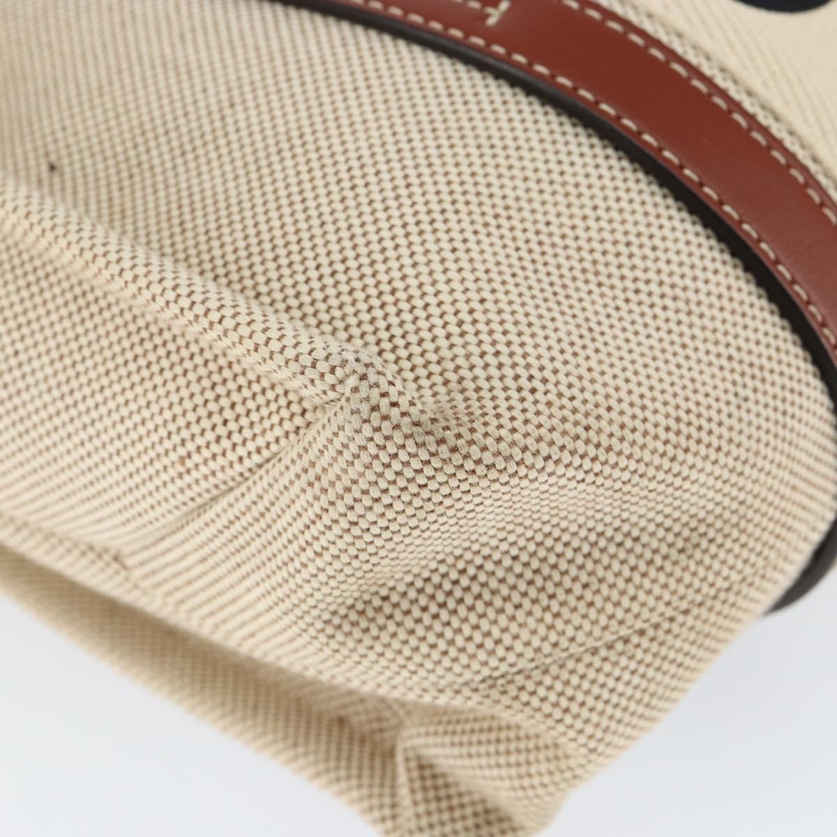 Chloe Woody Tote Canvas with Leather, BEIGE, CANVAS, Tote bag