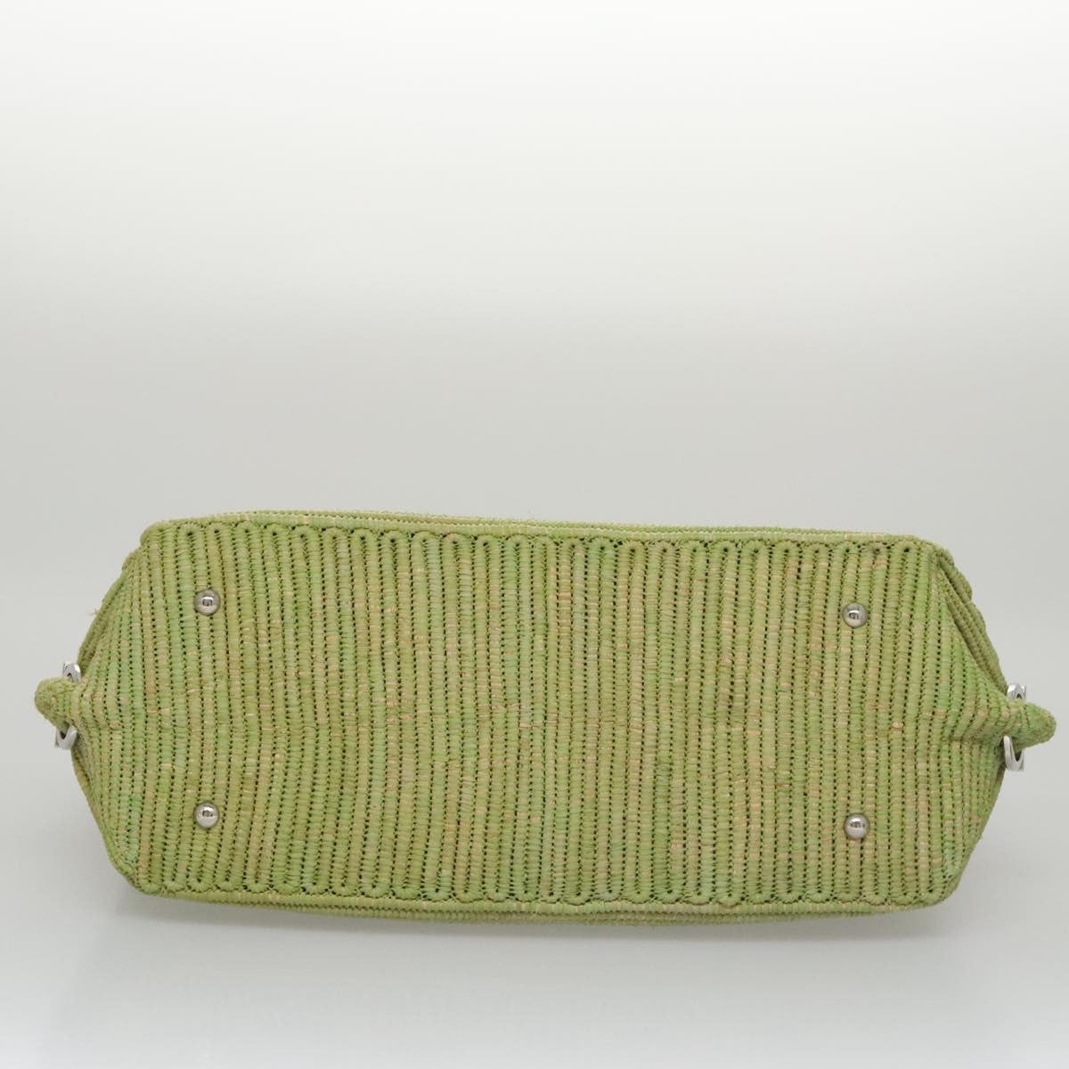 Salvatore Ferragamo Sofia Satchel Raffia with Leather, GREEN, WOOD, Handbag