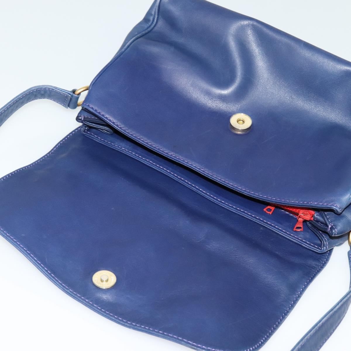 Celine Circle logo Leather, NAVY, LEATHER, Shoulder bag