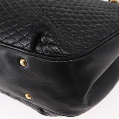 Bally Vintage Chain Shoulder Bag Quilted Leather, BLACK, LEATHER, Shoulder bag