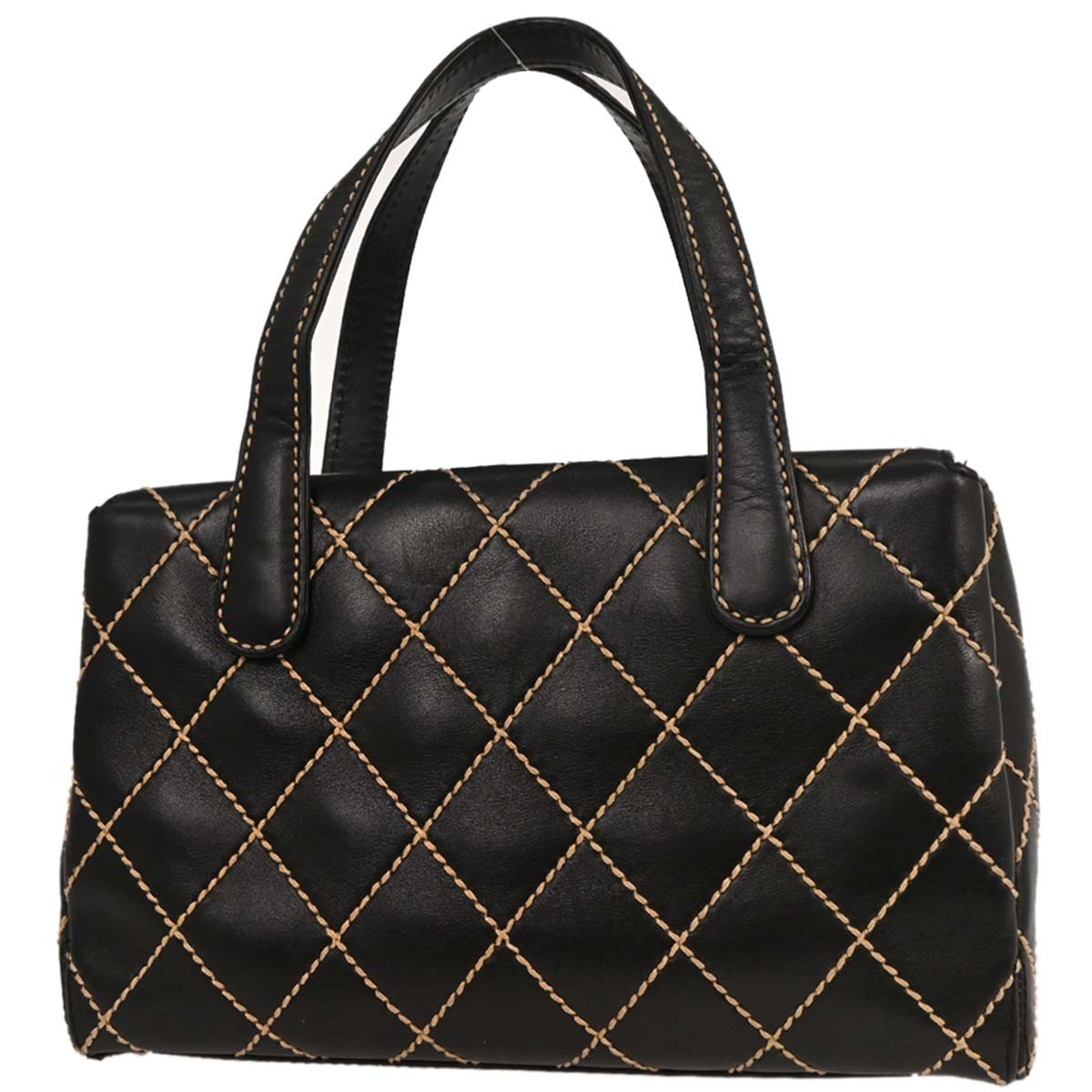 Chanel Surpique Compartment Tote Quilted Leather, BLACK, CALFSKIN, Handbag