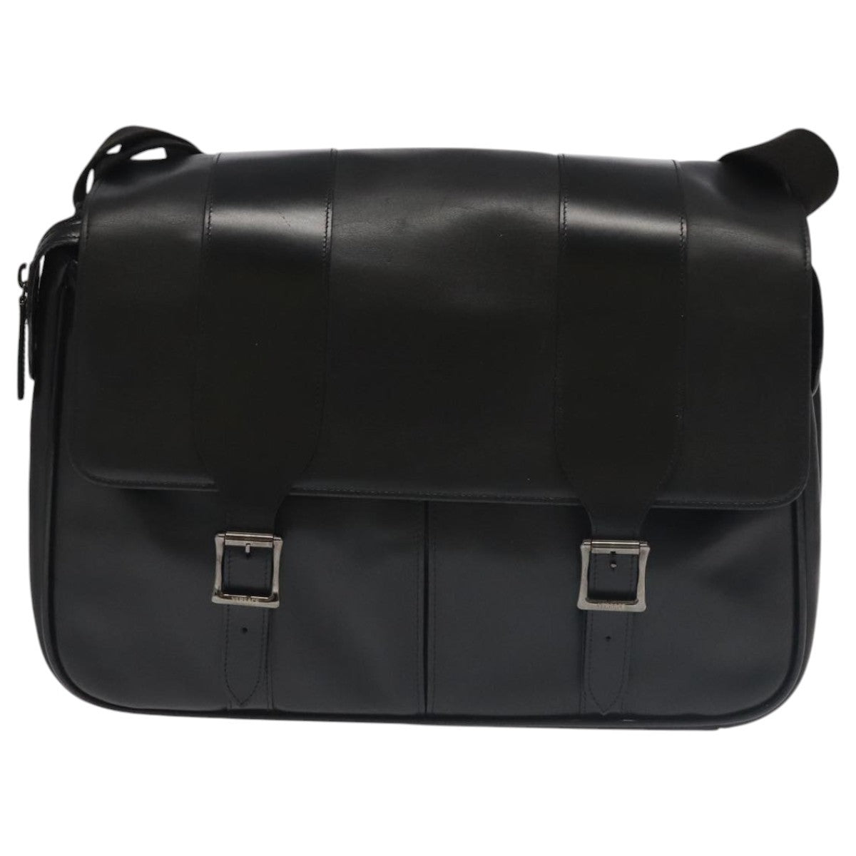 Versace Messenger Bag Leather, BLACK, LEATHER, Shoulder bag