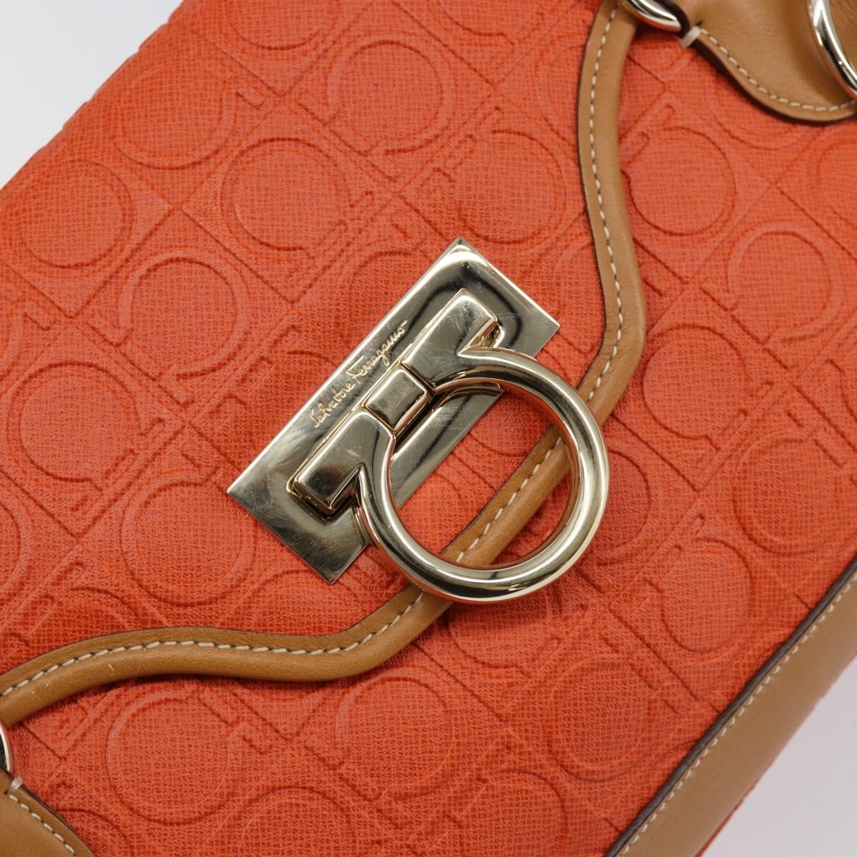 Salvatore Ferragamo Gancini Shoulder Bag Canvas, ORANGE, PVC, Shoulder bag