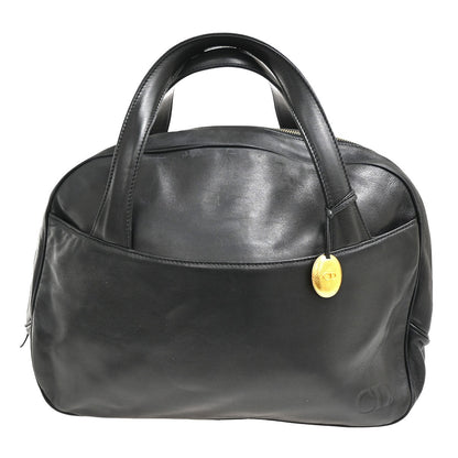 Christian Dior Vintage CD Handbag Leather, BLACK, LEATHER, Handbag