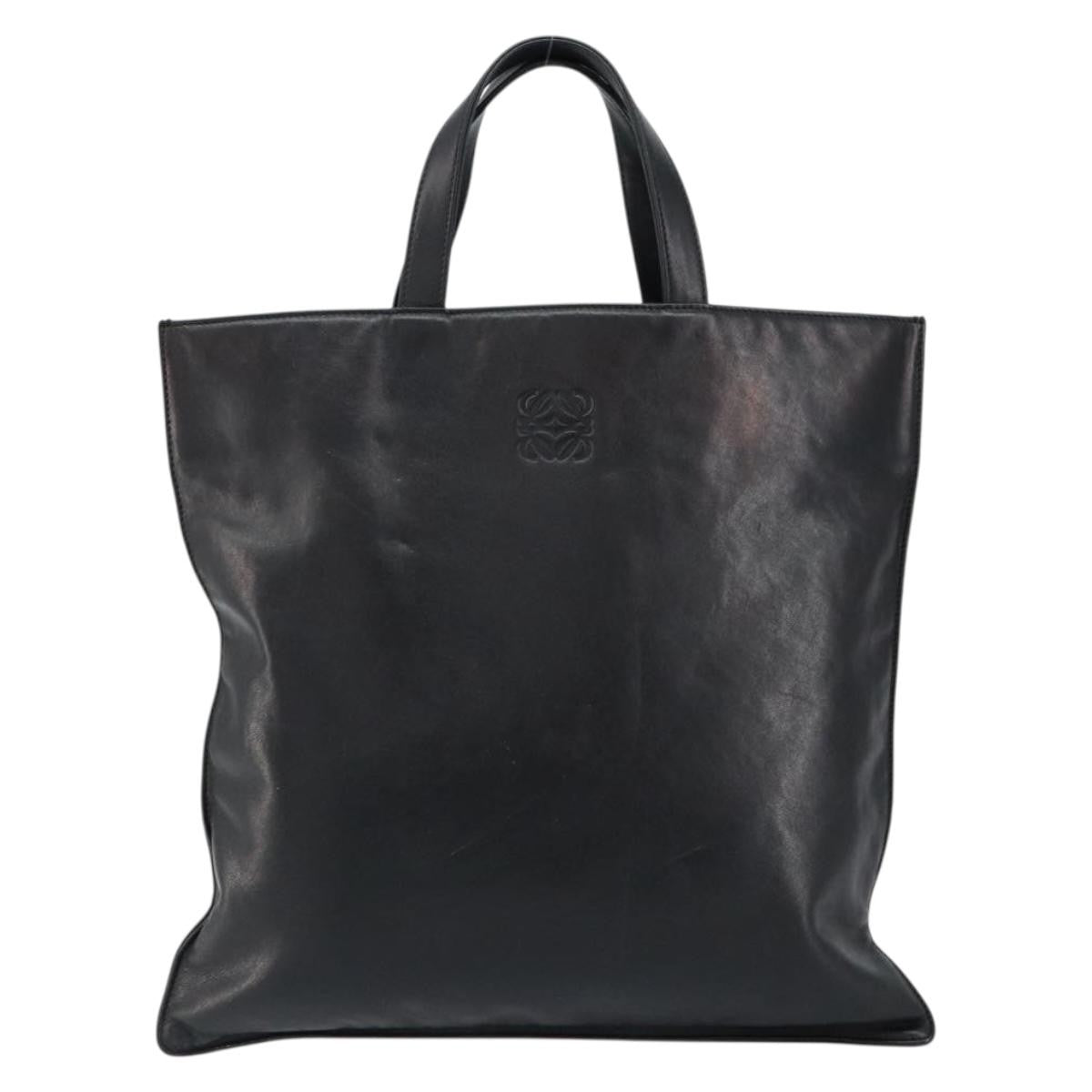 Loewe Vintage Anagram Tote Leather, BLACK, LEATHER, Tote bag