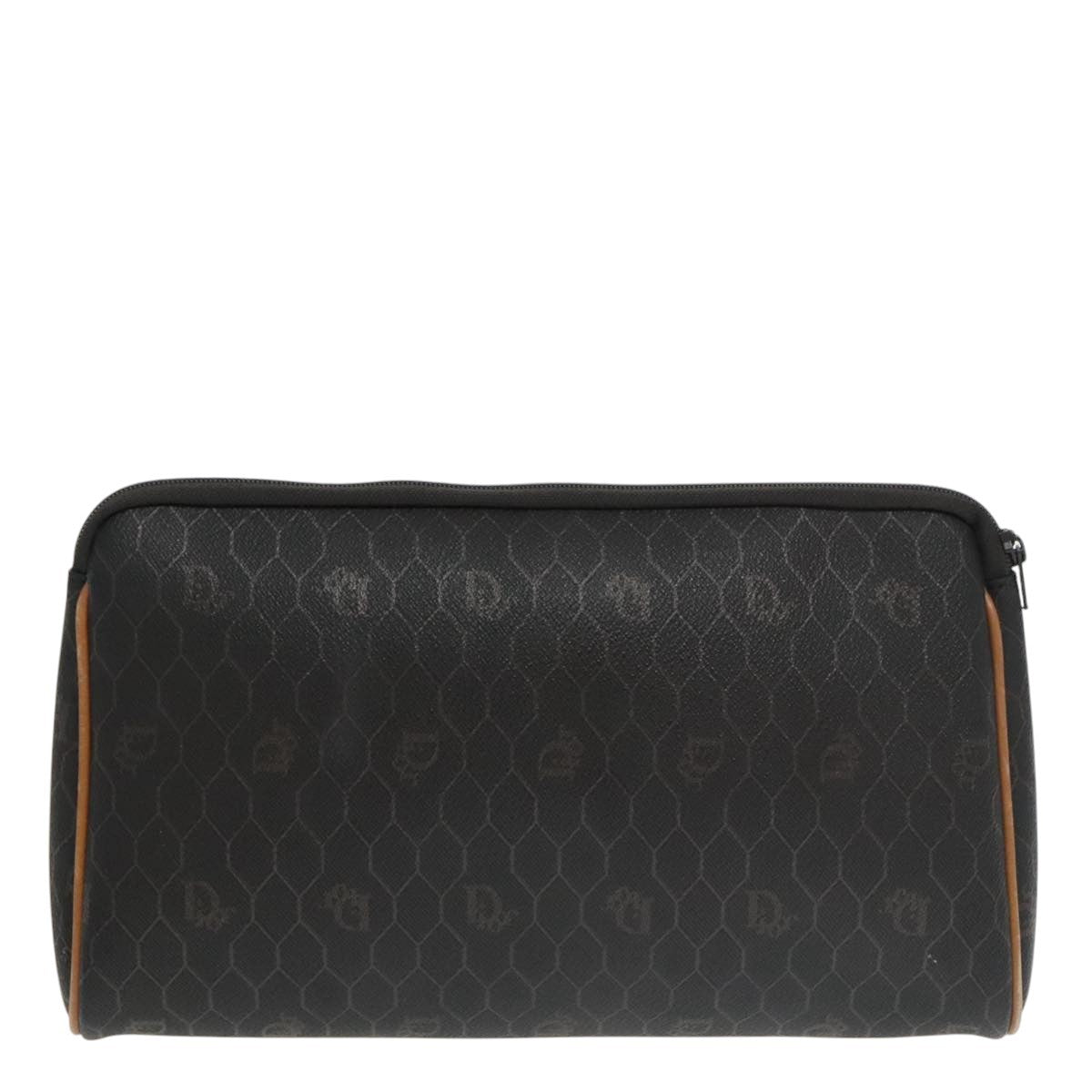 Christian Dior Vintage Honeycomb Zip Pouch Coated Canvas, BLACK, CANVAS, Clutche & pouche