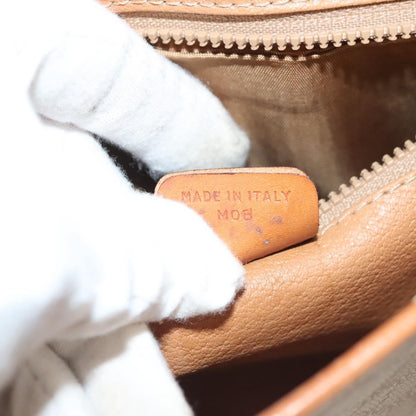 Celine Vintage Macadam Shoulder Bag Canvas and Leather, BEIGE, CANVAS, Shoulder bag