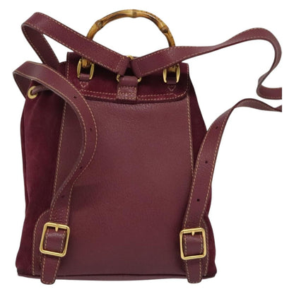 Gucci Vintage Bamboo Backpack Suede, PURPLE, SUEDE, Backpack