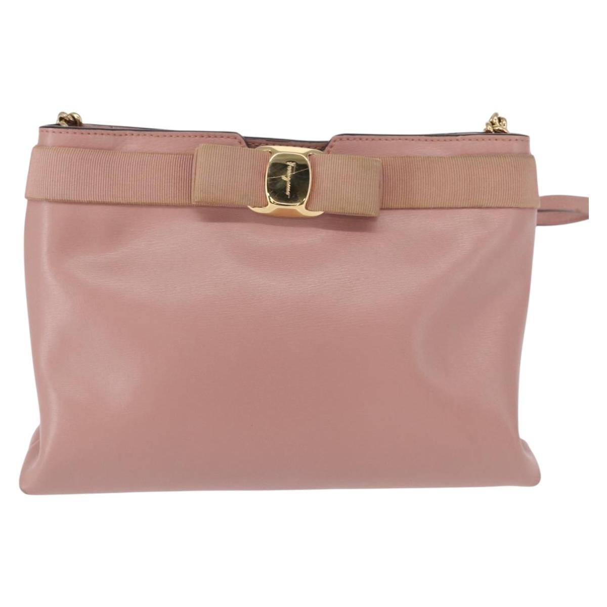 Salvatore Ferragamo Vala Shoulder Bag Leather, PINK, LEATHER, Shoulder bag