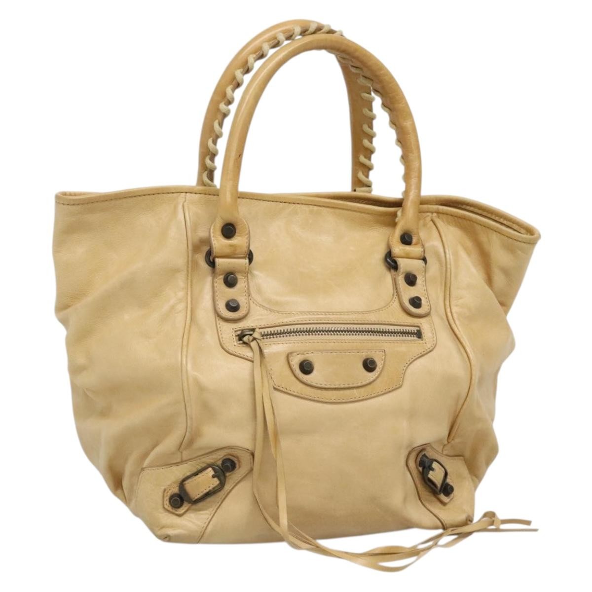 Balenciaga Classic Studs Sunday Tote Leather, BEIGE, LEATHER, Tote bag