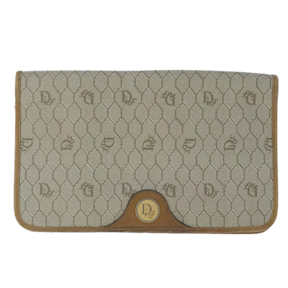 Christian Dior Vintage Honeycomb chain Canvas, BEIGE, CANVAS, Handbag