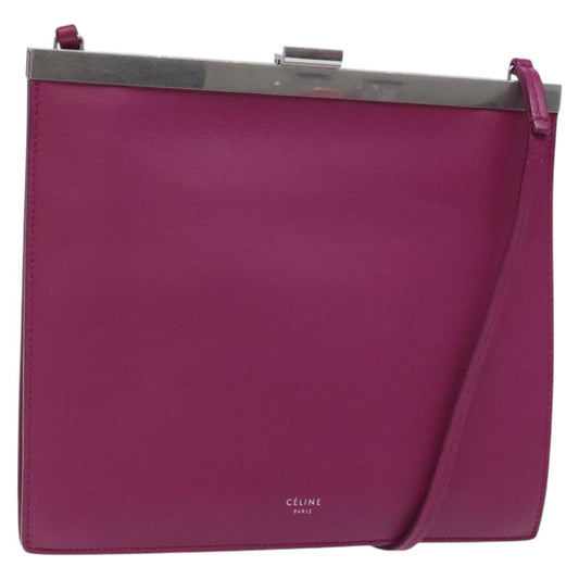 Celine Clasp Crossbody Bag Leather, PURPLE, LEATHER, Crossbody bag