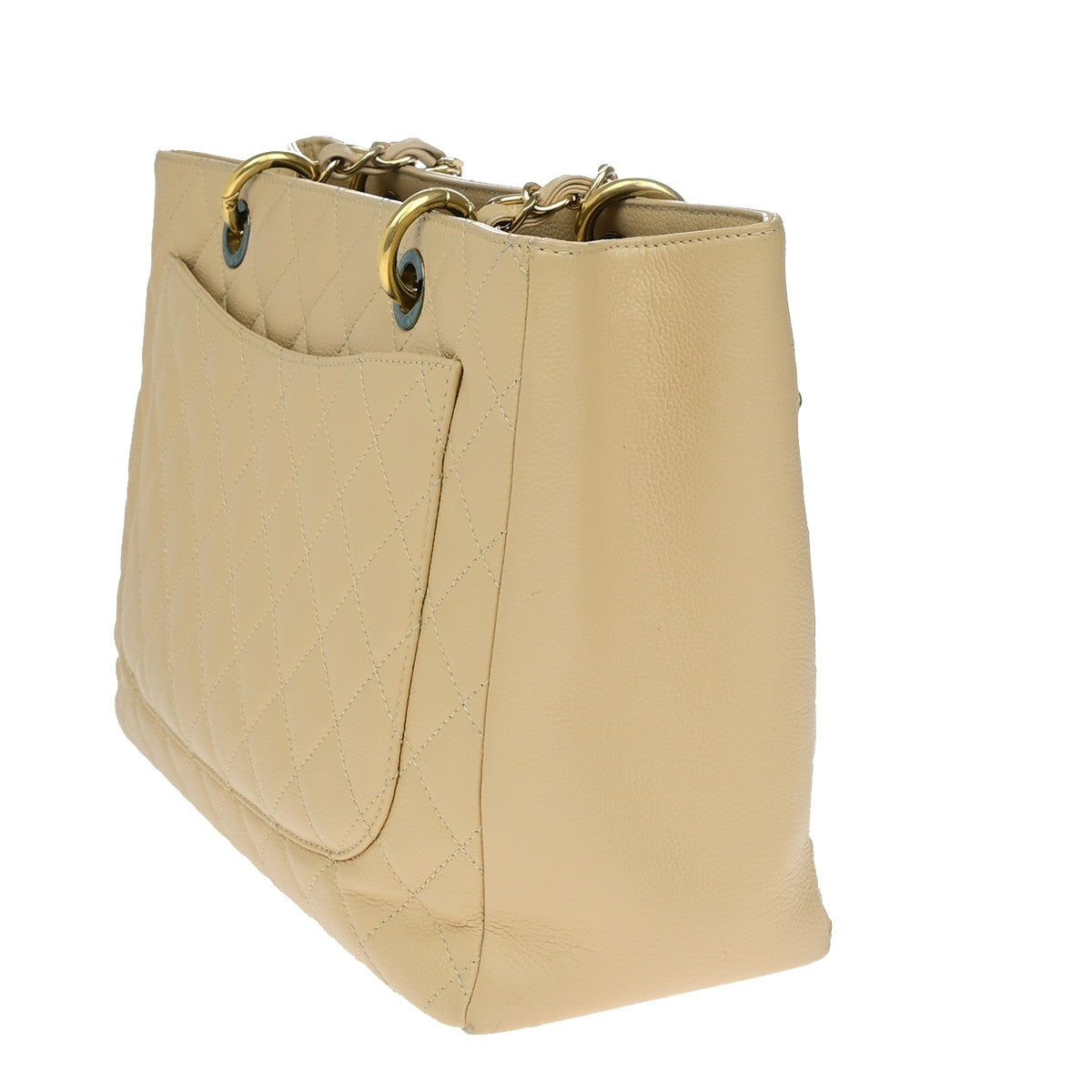Chanel Grand Shopping Tote Quilted Calfskin, BEIGE, CALFSKIN, Shoulder bag