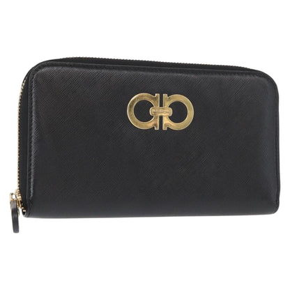 Salvatore Ferragamo Gancini Bifold Wallet Quilted Leather, BLACK, LEATHER, Wallets