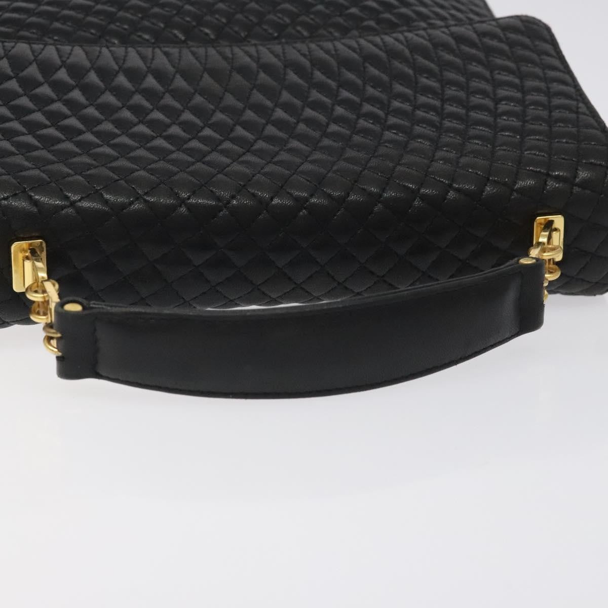 Bally Vintage Flap Handbag Quilted Leather, BLACK, LEATHER, Handbag