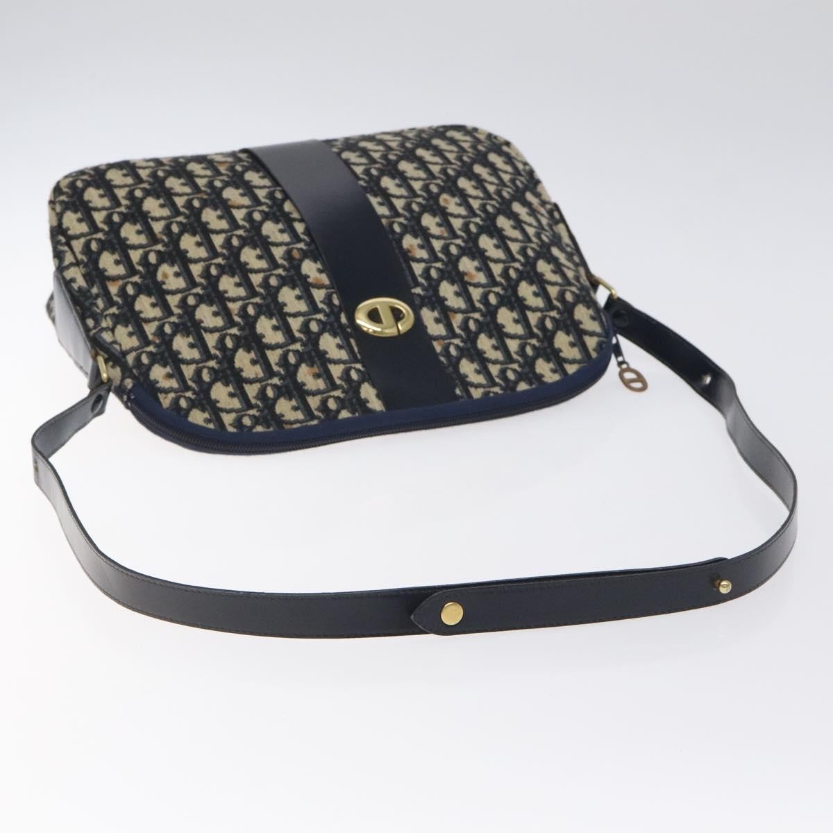 Christian Dior Vintage Trotter Shoulder Bag Canvas, NAVY, CANVAS, Shoulder bag