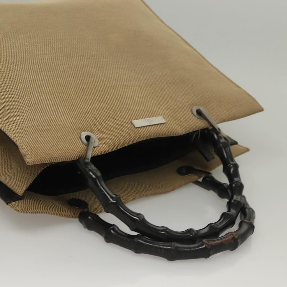 Gucci Vintage Bamboo Handle Tote Canvas, BEIGE, CANVAS, Tote bag