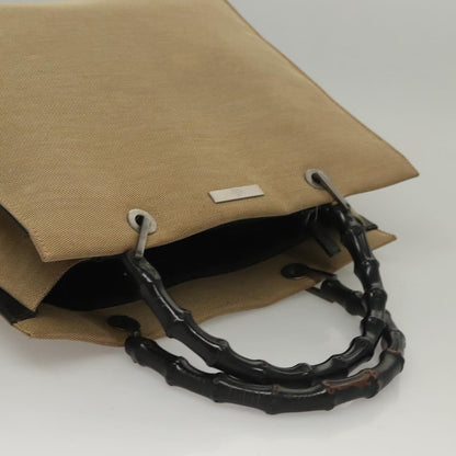 Gucci Vintage Bamboo Handle Tote Canvas, BEIGE, CANVAS, Tote bag