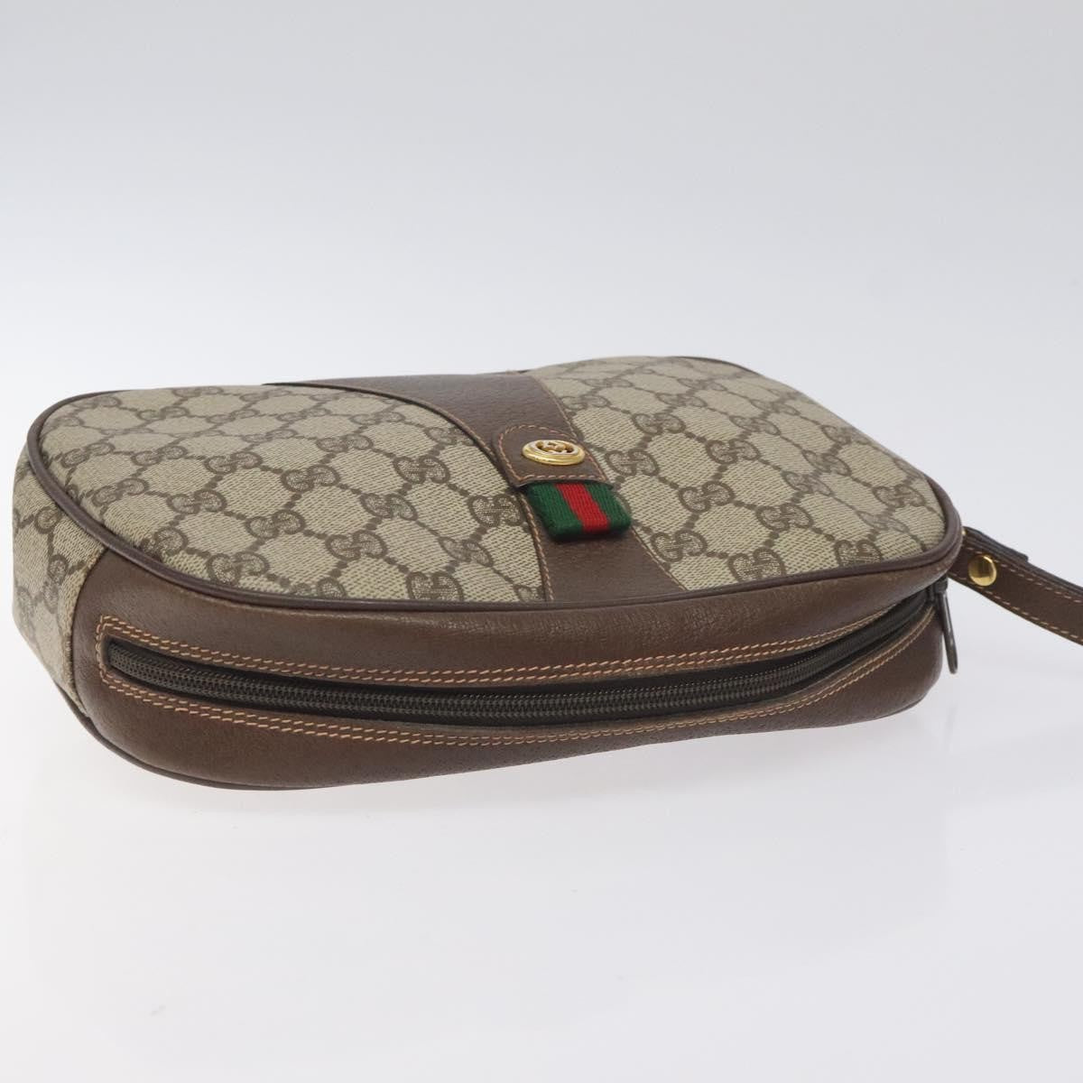 Gucci Sherry line pouch Canvas, BEIGE, PVC, Clutche & pouche