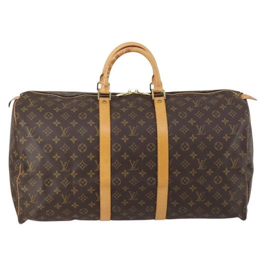 Louis Vuitton Keepall Bag Monogram Canvas, BROWN, CANVAS, Travel bag