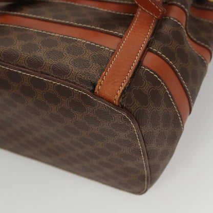 Celine Vintage Drawstring Flap Backpack Macadam Coated Canvas, BROWN, CANVAS, Backpack