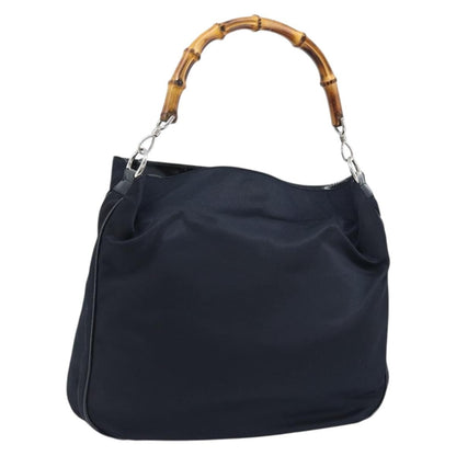 Gucci Vintage Bamboo Shoulder Bag Nylon, BLACK, NYLON, Shoulder bag