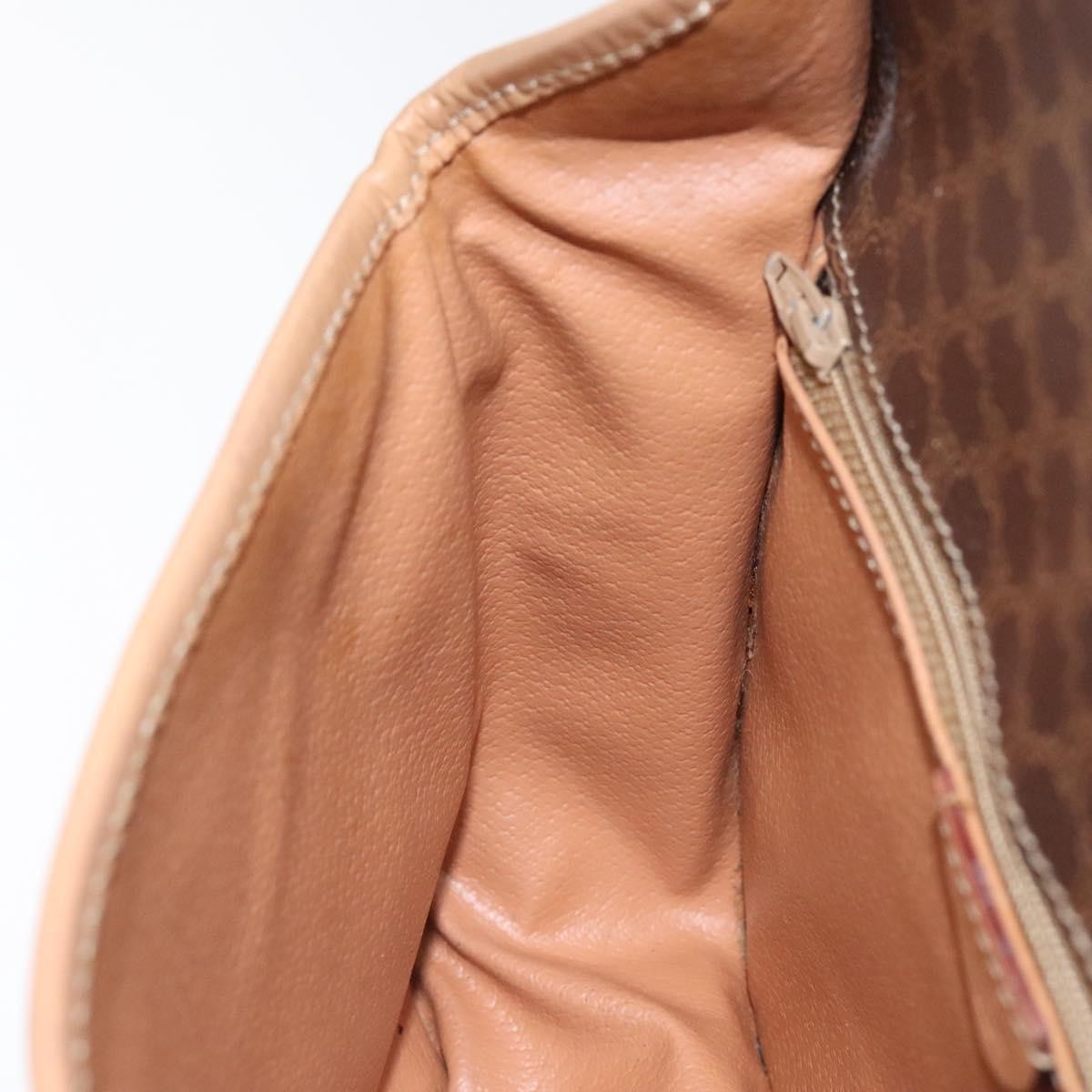 Celine Vintage Macadam Circle Logo Shoulder Bag Canvas and Leather, BROWN, PVC,CANVAS, Shoulder bag