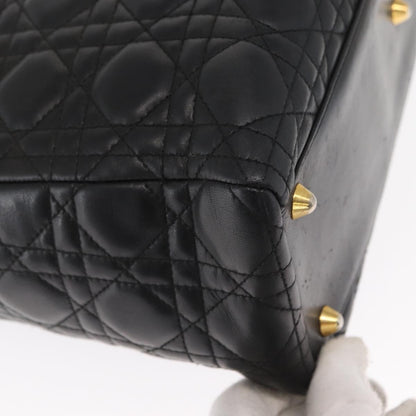 Christian Dior Lady Dior Bag Leather, BLACK, LEATHER, Handbag