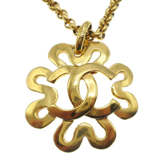 Chanel CC Flower Pendant Necklace Metal, GOLD, GOLD_PLATED, Necklace