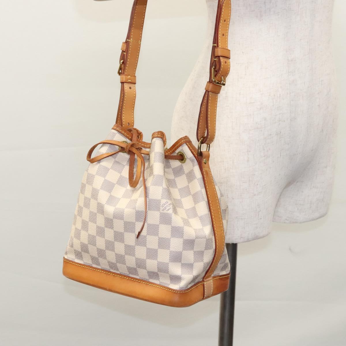 Louis Vuitton Noe Shoulder bag Damier azur, WHITE, CANVAS, Shoulder bag