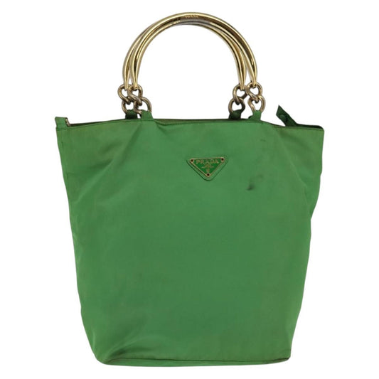 Prada Metal Handles Tote Tessuto, GREEN, NYLON, Tote bag