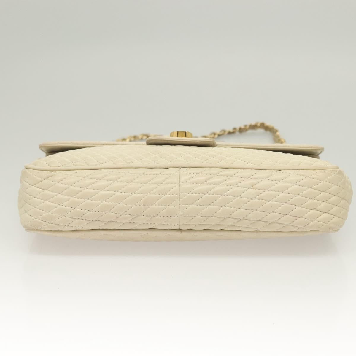 Bally Vintage Chain Shoulder Bag Quilted Leather, WHITE, LEATHER, Shoulder bag