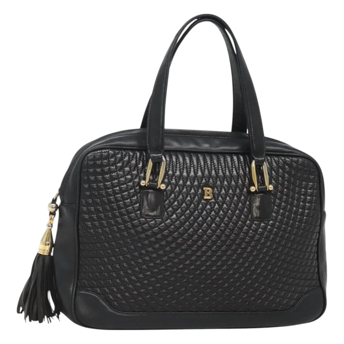 Bally Vintage Handbag Quilted Leather, Black, Leather, Handbag