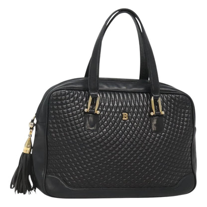 Bally Vintage Handbag Quilted Leather, Black, Leather, Handbag
