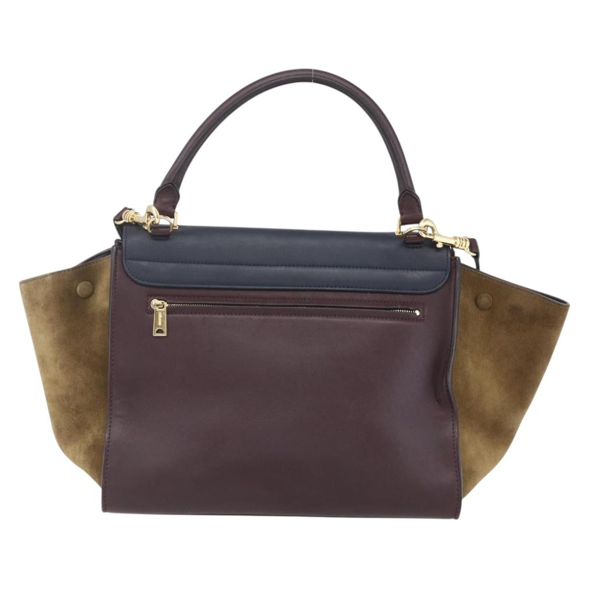 Celine Tricolor Trapeze Bag Leather, BROWN, LEATHER, Handbag