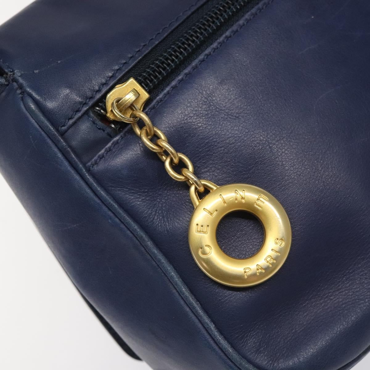 Celine Vintage Circle Logo Crossbody Bag Leather, BLUE, LEATHER, Crossbody bag