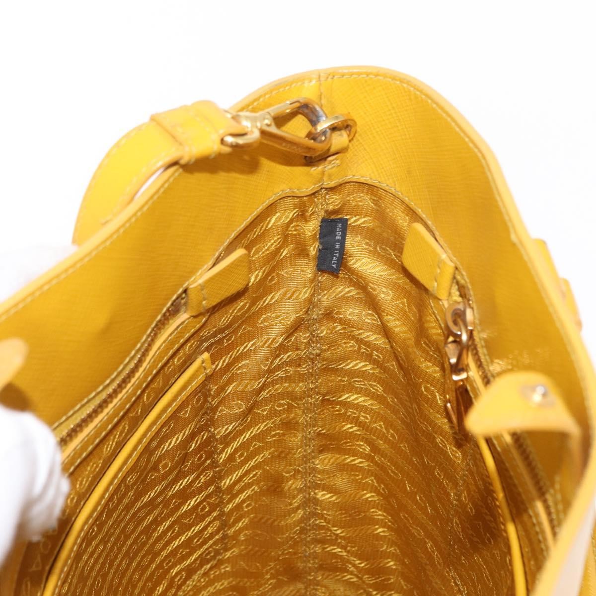 Prada Lux Convertible Bucket Tote Saffiano Leather, YELLOW, LEATHER, Handbag