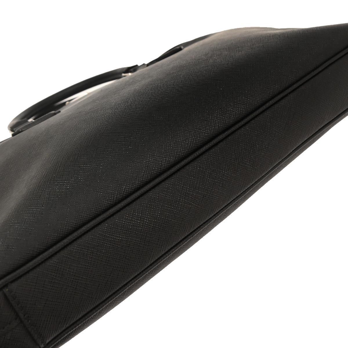 Prada Convertible Zip Around Briefcase Saffiano Leather, BLACK, LEATHER, Handbag