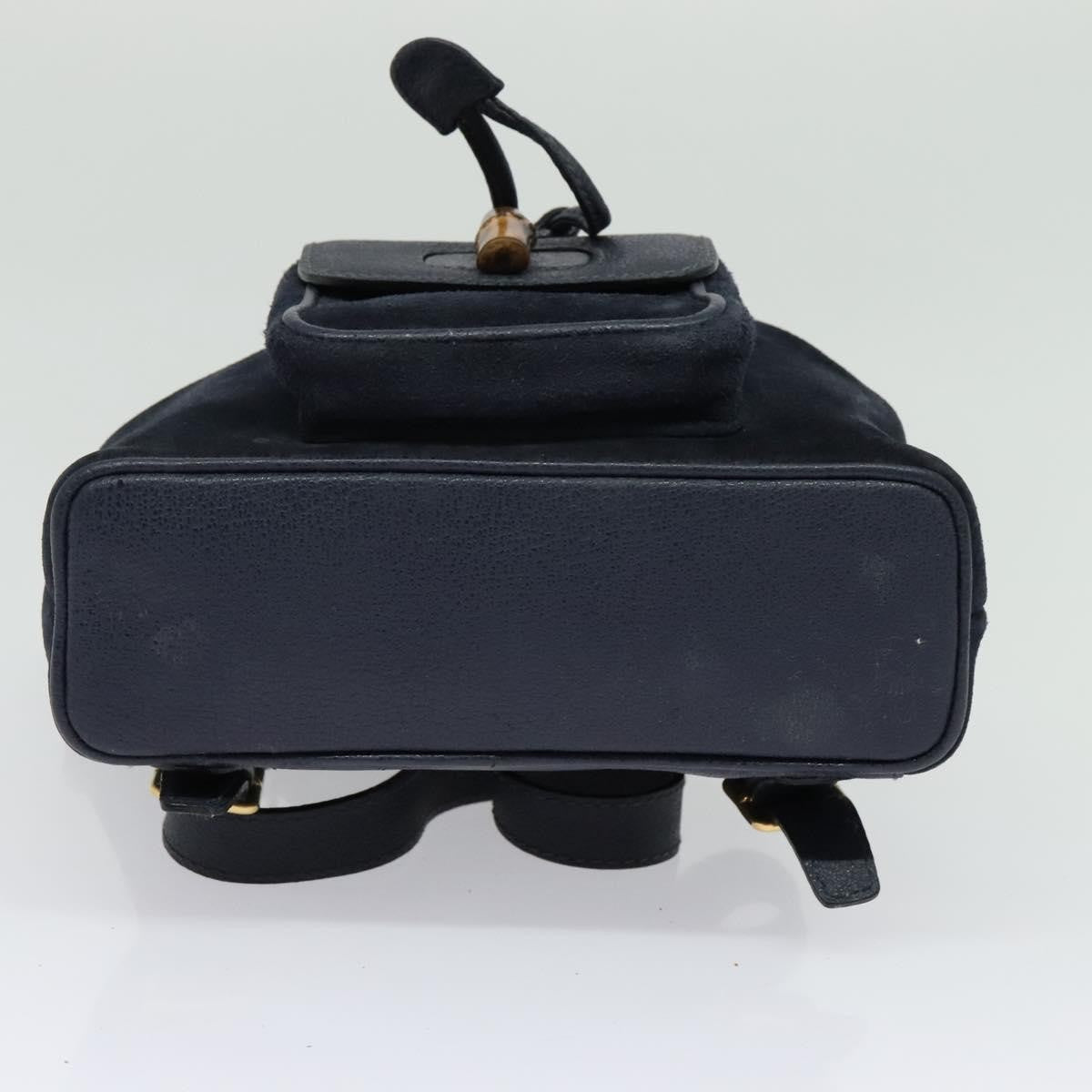 Gucci Gucci bamboo backpack daim, NAVY, SUEDE, Backpack
