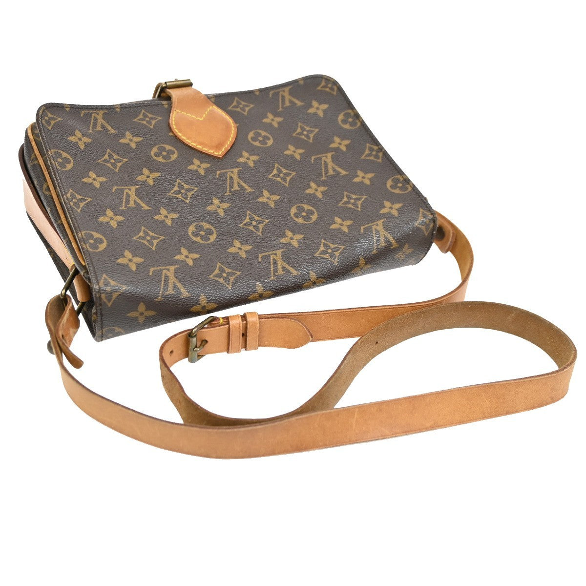 Louis Vuitton Cartouchiere Handbag Monogram Canvas, BROWN, LEATHER, Shoulder bag
