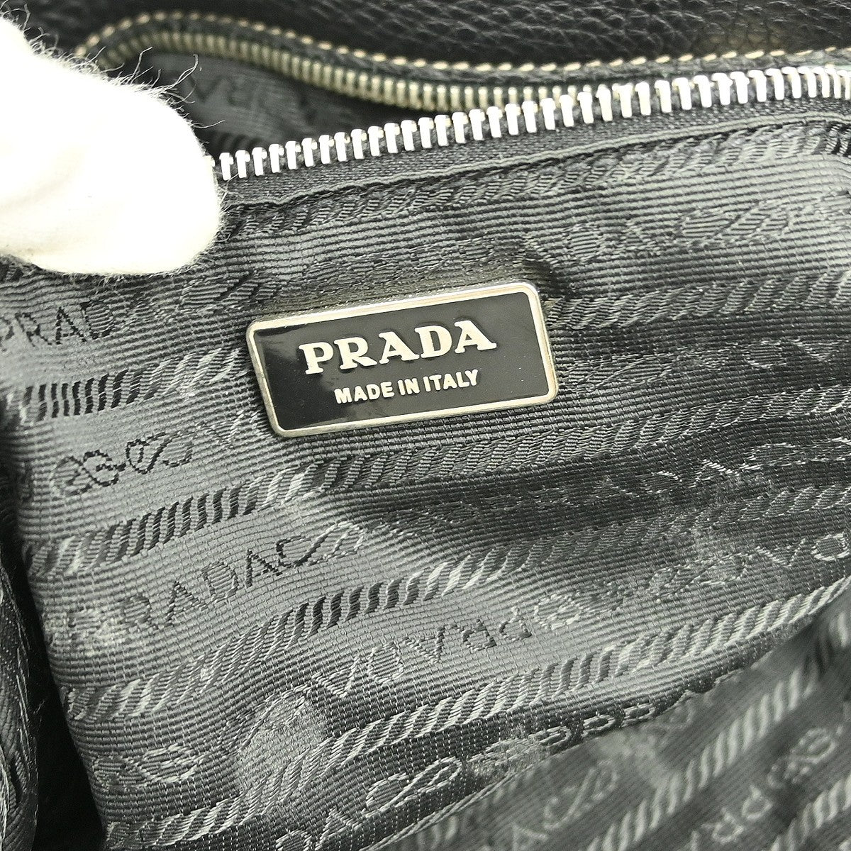 Prada Vintage Tote Leather, BLACK, LEATHER, Tote bag